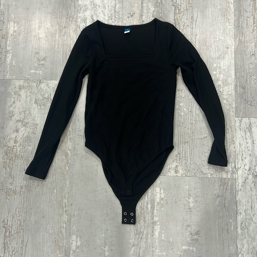 Old Navy Ribbed Black Square Neck Bodysuit